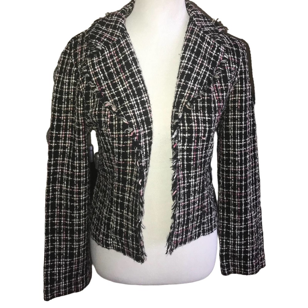 BREAKIN’ LOOSE BLACK PINK WHITE TATTERSALL PLAID BLAZER SIZE 9/10